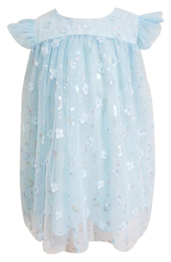 Shop Popatu 3d Floral Party Dress In Blue