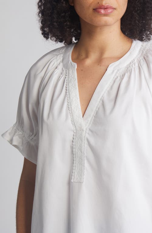Wit & Wisdom Split Neck Top In White