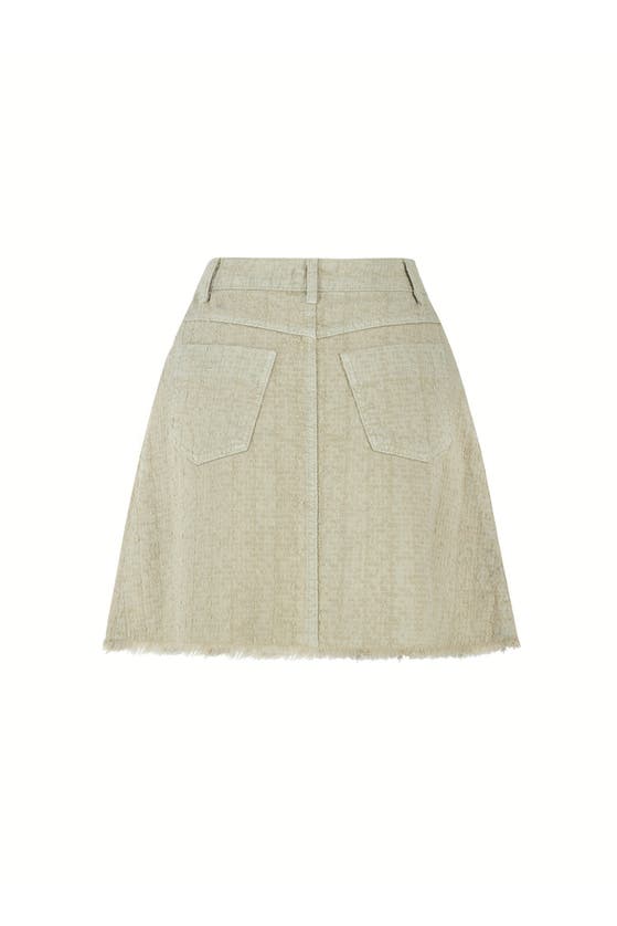 Shop Nocturne Tasseled Mini Denim Skirt In Beige