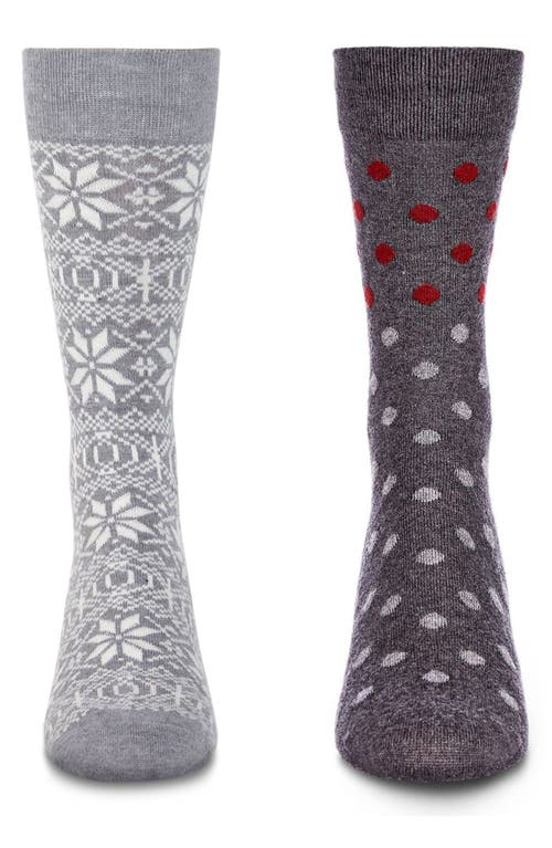 Memoi Assorted 2-pack Crew Socks In Dark Gray Heather