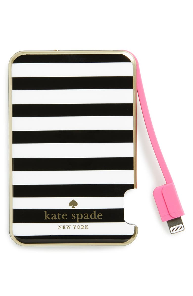 KATE SPADE NEW YORK kate spade new york slim portable charger, Main, color, MICRO STRIPE