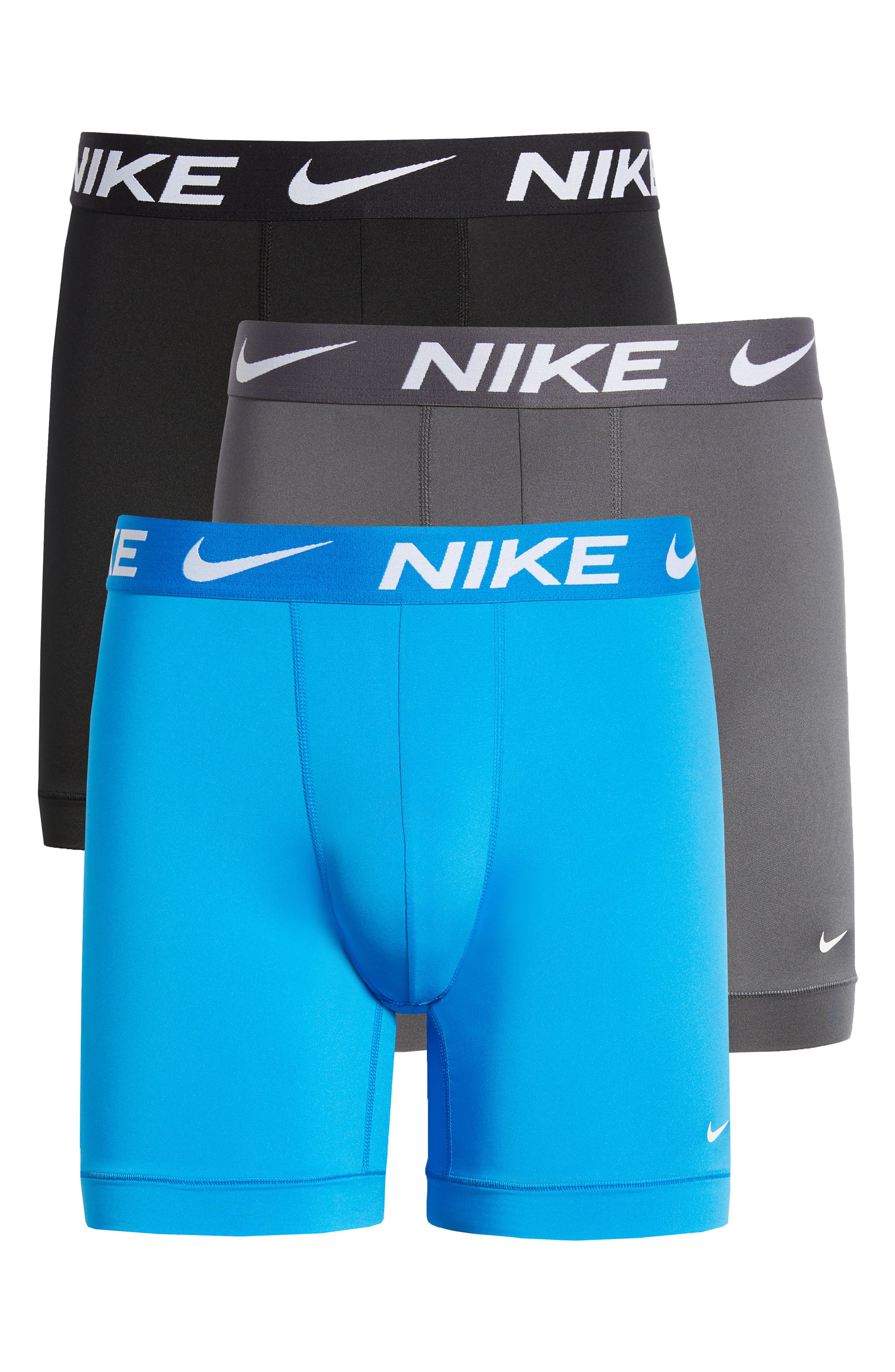 Nike 3-Pack Dri-FIT Essential Long Leg Boxer Briefs in Photo Blue/Dark  Grey/Black