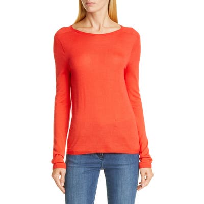 St. John Collection Fine Gauge Merino Jersey Sweater, Red