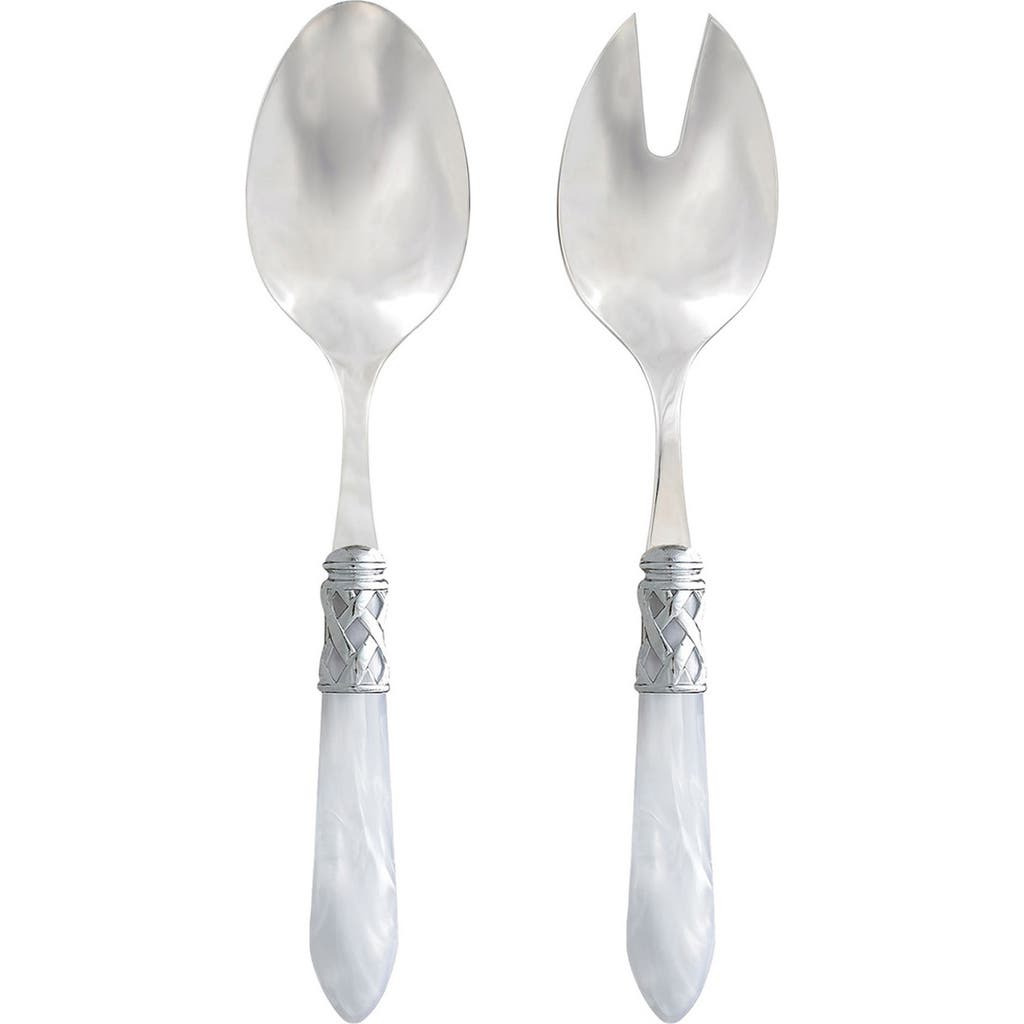 Vietri Aladdin Brilliant White Salad Server Set In White