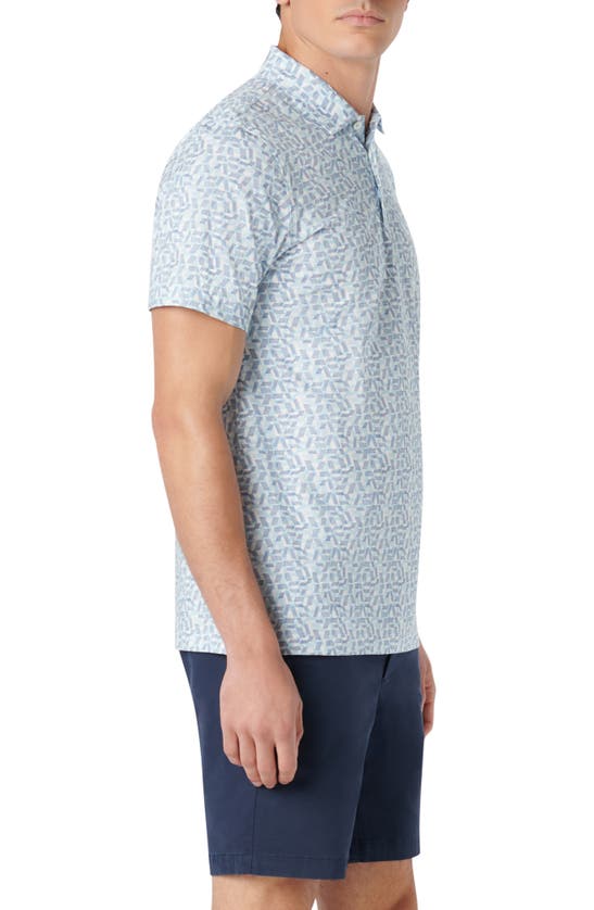 Shop Bugatchi Victor Ooohcotton® Geo Print Polo In Aqua