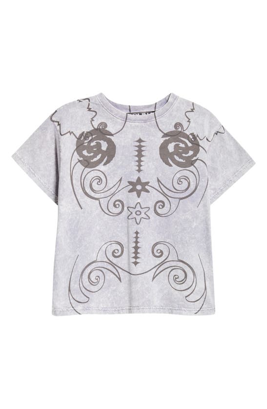 Shop Paolina Russo Relic Print Cotton Baby Tee In Lilac / Volcanic Glass