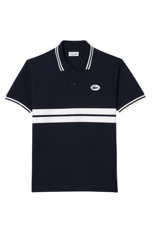 Shop Lacoste Classic Fit Stripe Piqué Knit Polo In Abimes/farine