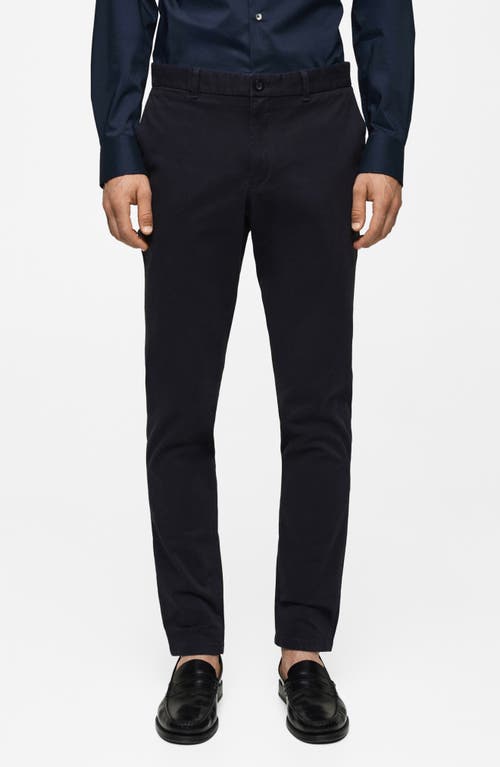 Shop Mango Serge Slim Fit Chino Pants In Dark Navy