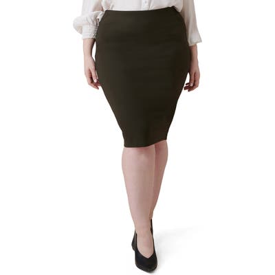 Plus Size Maree Pour Toi Compression Knit Pencil Skirt, Green