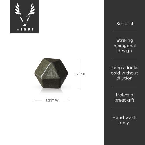 Viski Glacier Rocks Hexagonal Basalt Stones Set Of 4 In Black