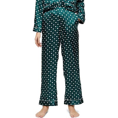 Topshop Tile Jacquard Pajama Pants, Green