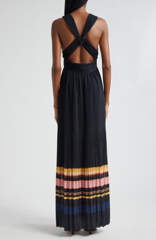 Shop A.l.c . Everly Stripe Pleat Maxi Dress In Navy Stripe