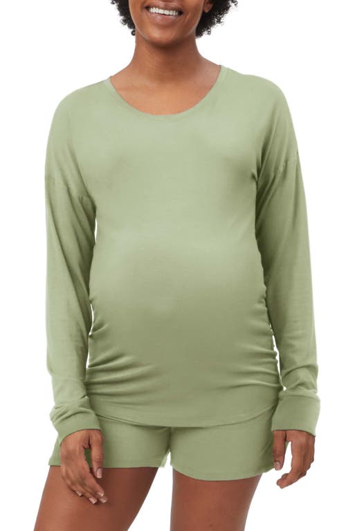 Long Sleeve Maternity Lounge T-Shirt in Pistachio