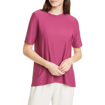 Eileen Fisher Mock Neck Short Sleeve Top, Purple