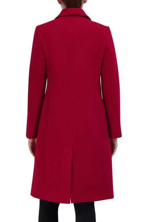 Shop Cole Haan Signature Asymmetric Button Wool Blend Coat In Red