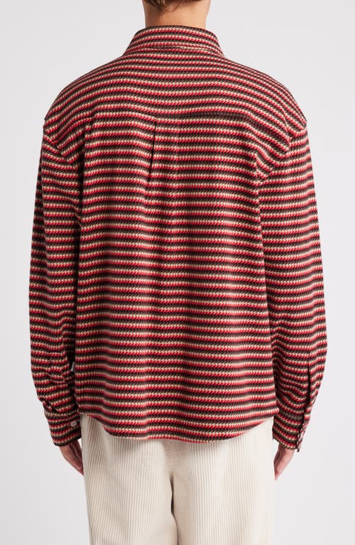 Shop Krost Stripe Jacquard Long Sleeve Cotton Knit Button-up Shirt In Multi Red