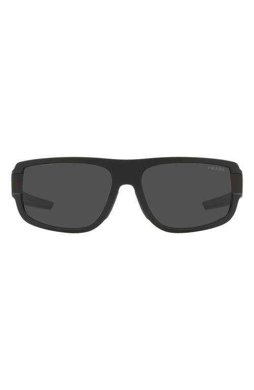 66mm Rectangular Sunglasses in Black Rubber/dark Grey