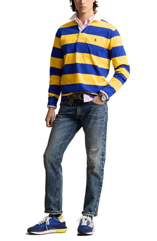 Shop Polo Ralph Lauren Stripe Cotton Rugby Shirt In Arctic Yellow/classic Azure