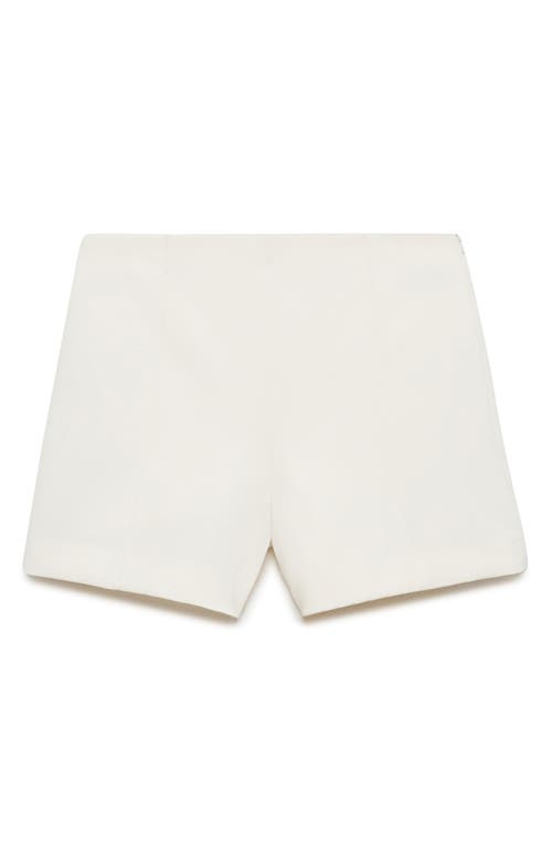 Mango Mid Rise Straight Leg Shorts In Ecru