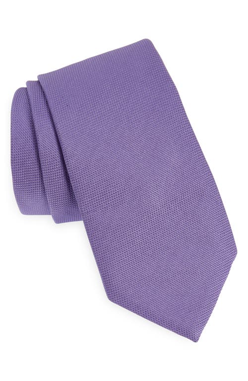 BOSS Solid Black Silk Tie in Light Purple at Nordstrom