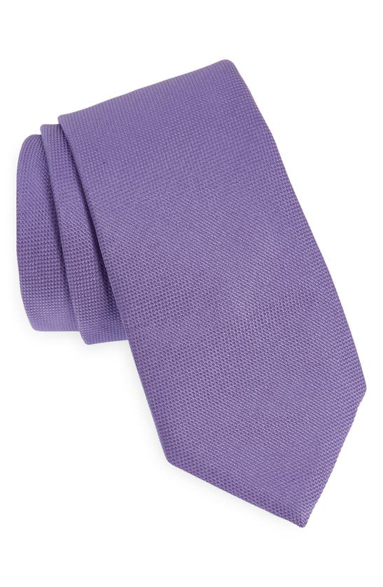 Shop Hugo Boss Solid Black Silk Tie In Light Purple