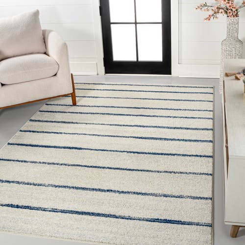 Jonathan Y Williamsburg Minimalist Stripe Area Rug In Cream/navy