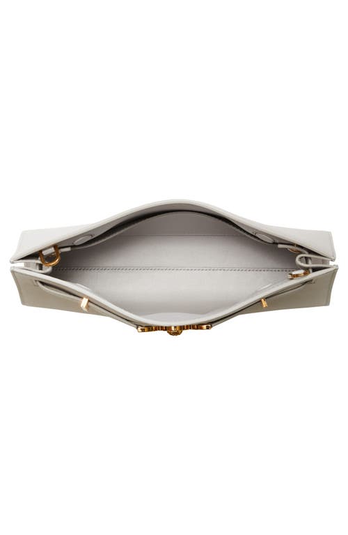 Shop Versace Medusa 95 Leather Clutch In Pearl Grey-gold