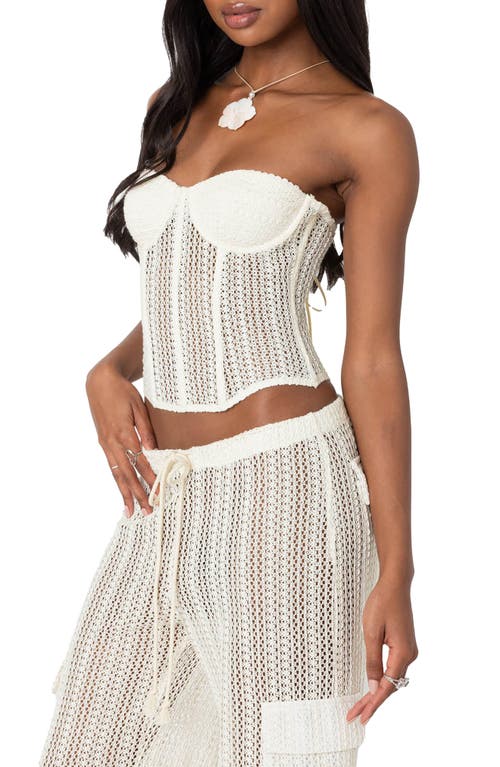 Shop Edikted Ines Open Stitch Corset Top In Cream