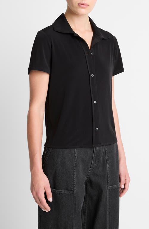 Shop Vince Short Sleeve Button-up Shirt In Black