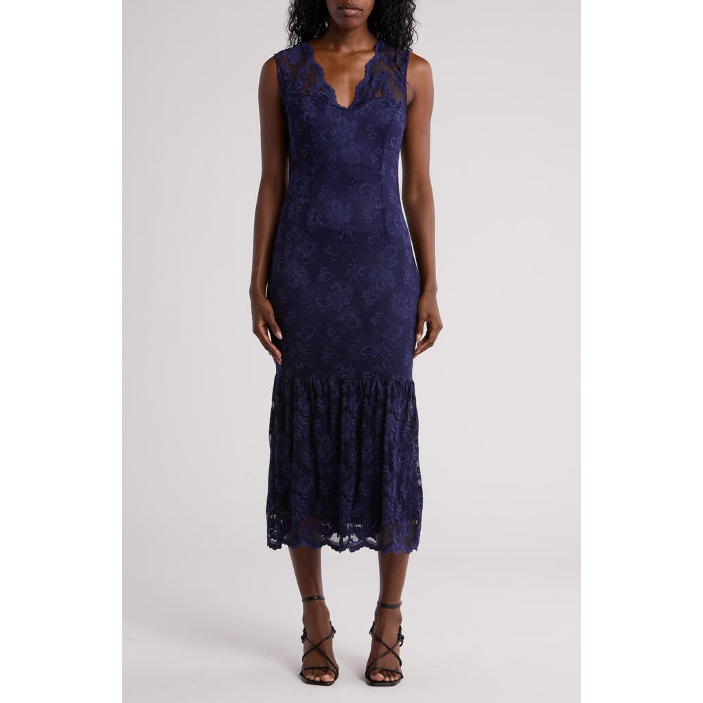 marina lace midi dress Marina Scallop Lace V-Neck Sleeveless A-Line Midi Dress