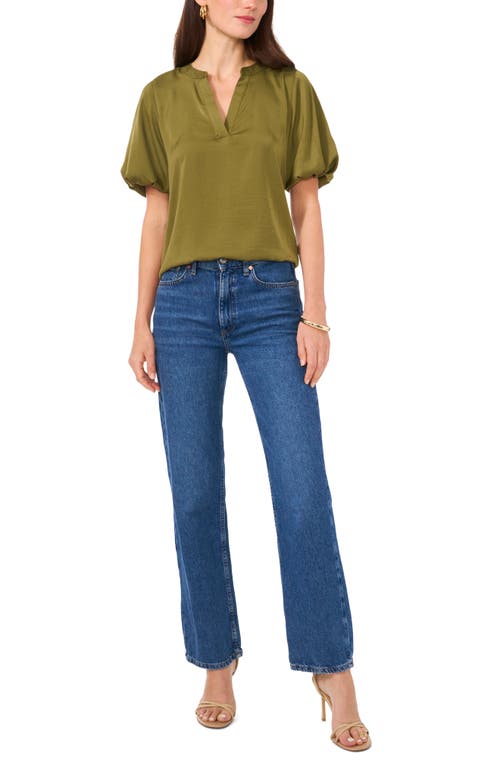 VINCE CAMUTO VINCE CAMUTO HAMMERED SATIN PUFF SLEEVE TOP