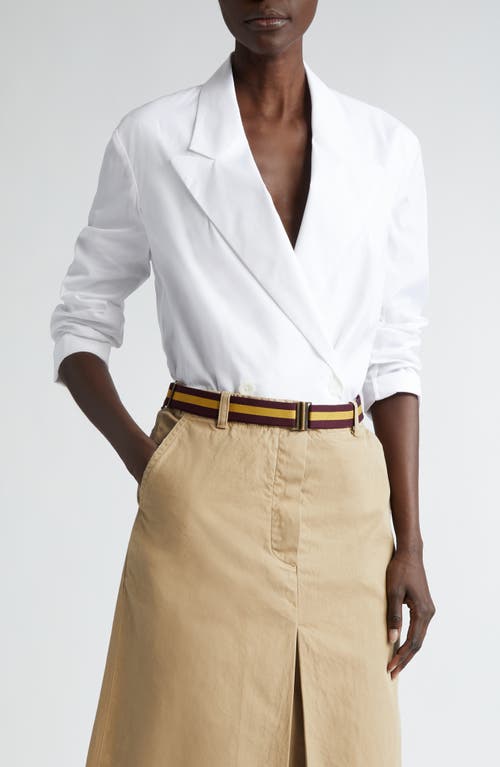 Dries Van Noten Unconstructed Double Breasted Cotton Blazer Shirt White at Nordstrom,
