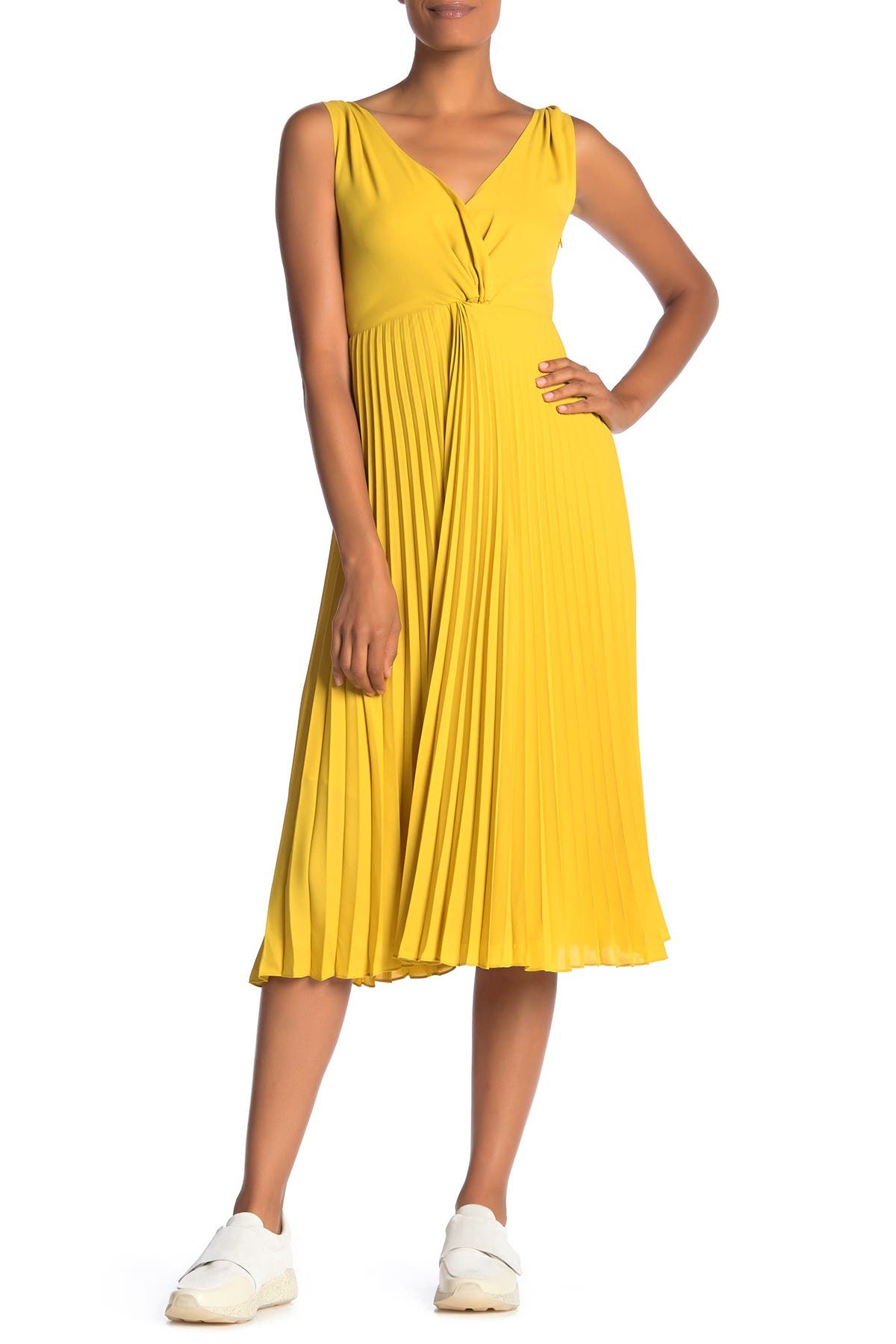 vince pleated midi dress