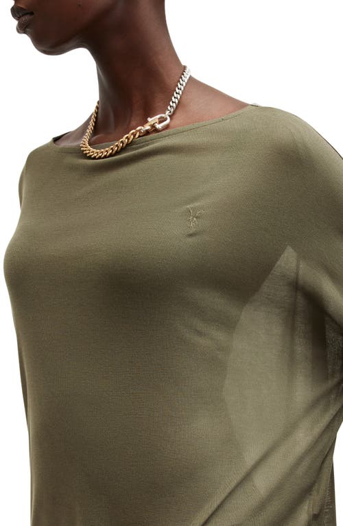 Shop Allsaints Rita Francesco Long Sleeve Boatneck T-shirt In Tarmac Green