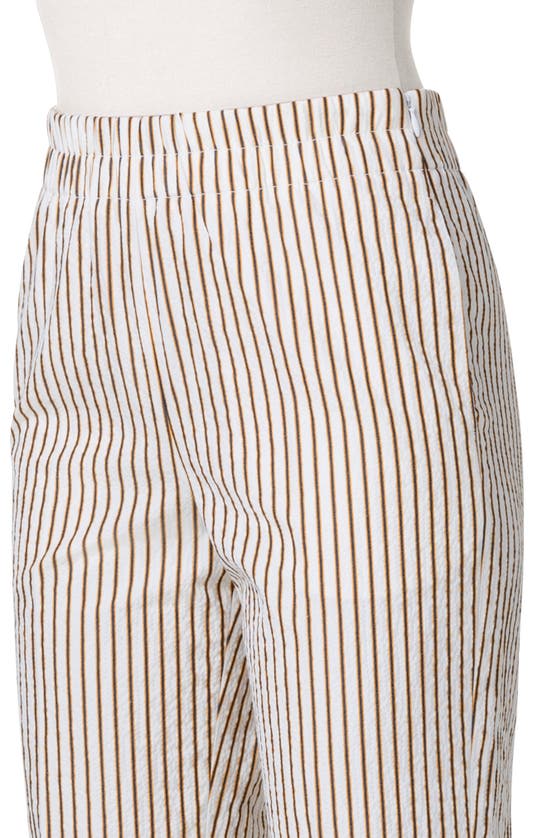 Shop Akris Punto Farell Wide Cuff Seersucker Crop Pants In Cream-sun-black