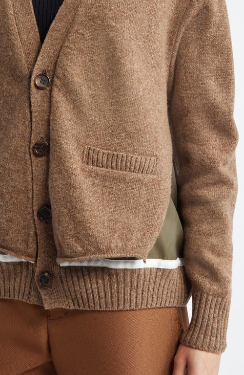 Shop Undercover Spliced Mixed Media Cardigan In Light Brown