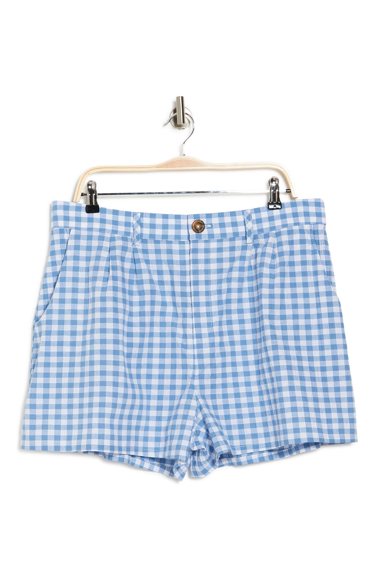 Abound Gingham Woven Shorts In White- Blue Gingham