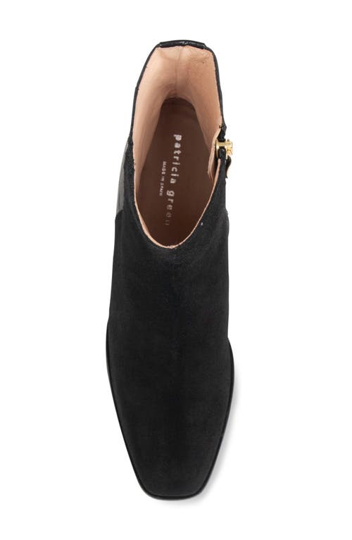 Patricia Green Dylan Croc Embossed Bootie In Black