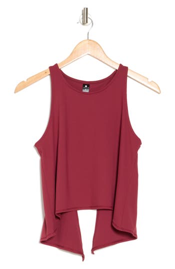 Yogalicious Open Back Sleeveless Top In Burnt Raspberry