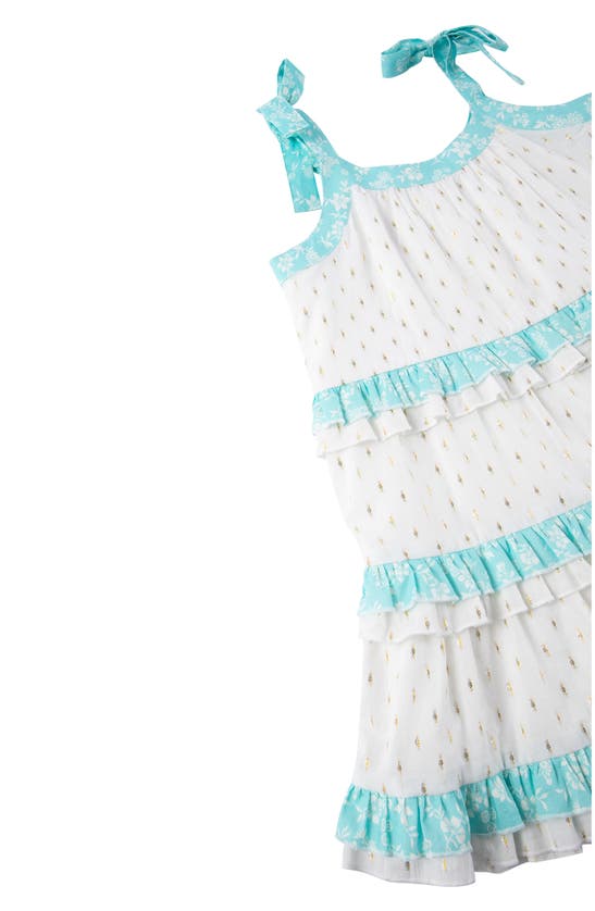 Shop Peek Aren't You Curious Kids' Metallic Accent Tiered Cotton Sundress In White