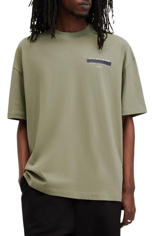 Allsaints Redact Embroidered Graphic T-shirt In Eden Green