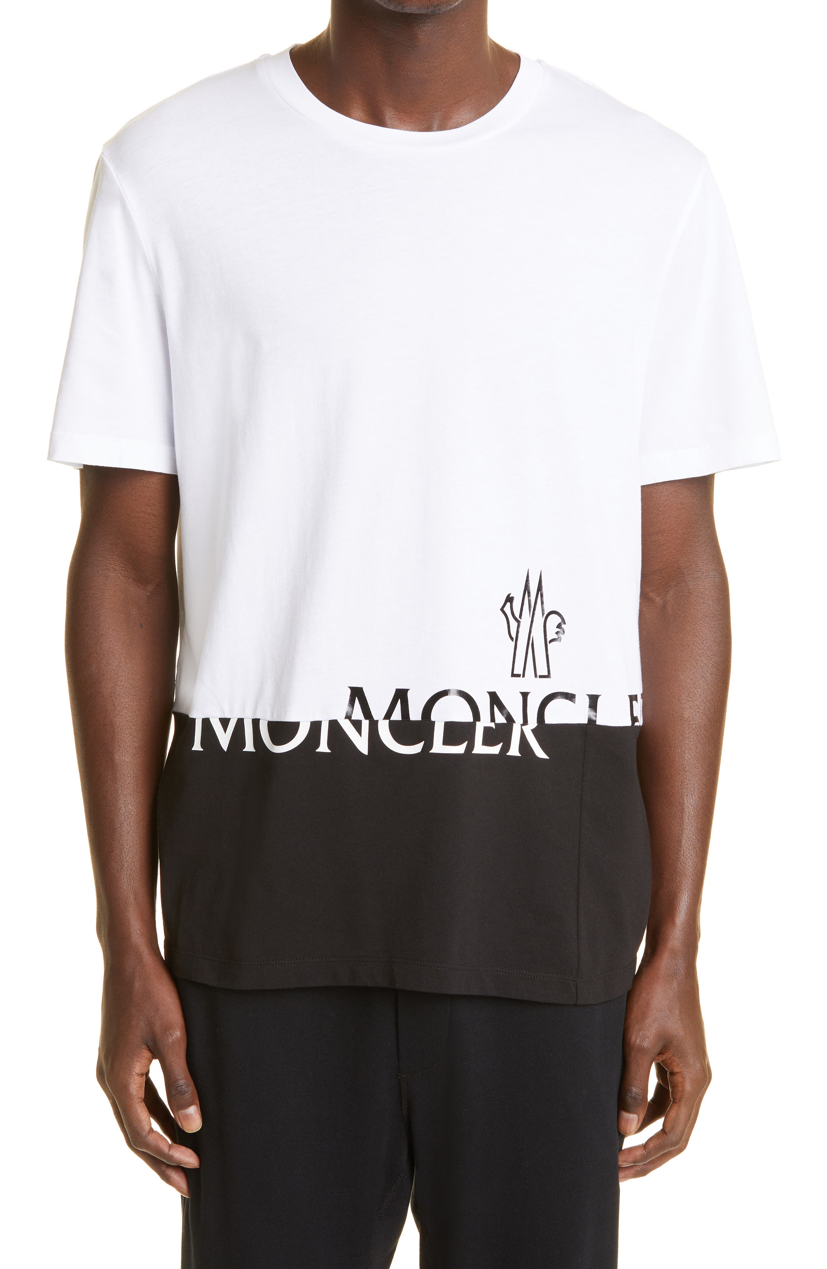 Moncler Split Logo Graphic Tee in White/Black at Nordstrom, Size Xx-Large