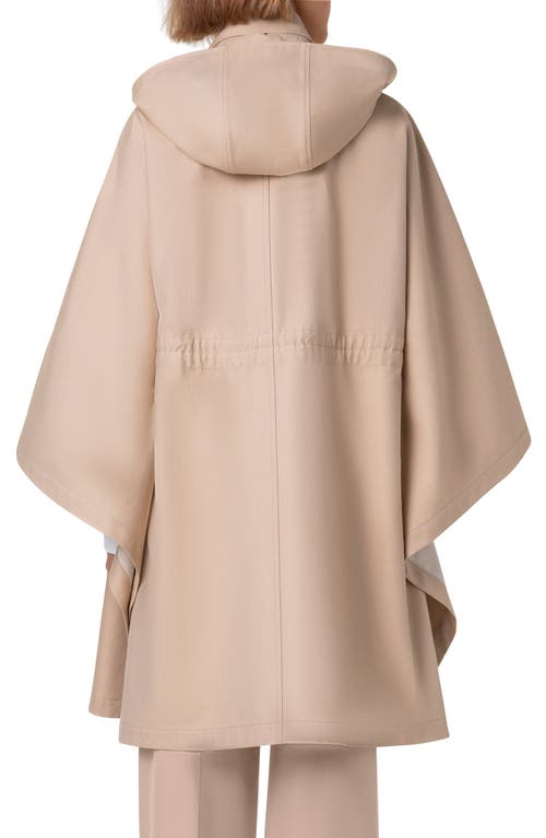 Shop Akris Veda Water Repellent Cotton Gabardine Hooded Cape In Chai