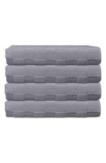 Brooks Brothers Waffle Terry 4-piece Turkish Cotton Bath Towel Set In Silver