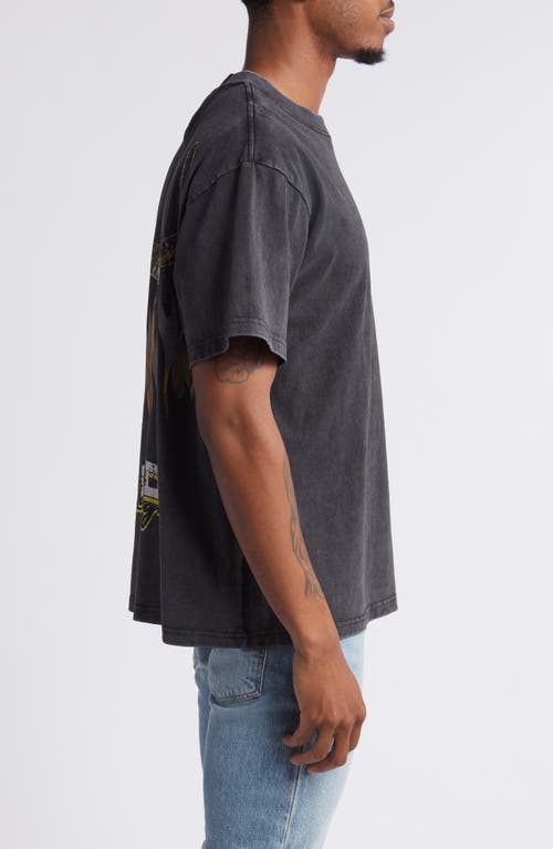 Shop Id Supply Co Nevada Horns Oversize Stonewash Graphic T-shirt In Washed Black