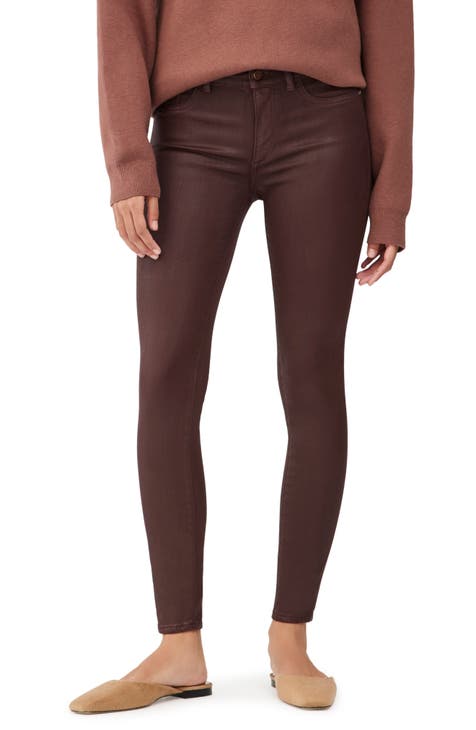 Florence Instasculpt Coated Mid Rise Skinny Jeans (Dark Sequoia)