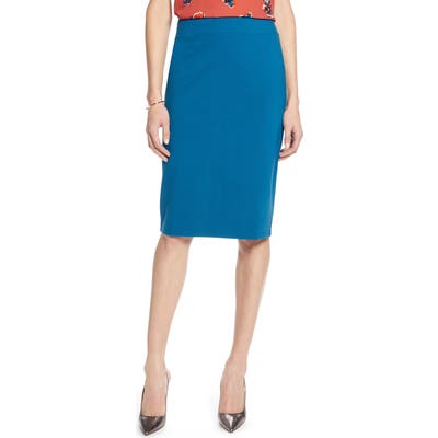 Petite Halogen Ponte Pencil Skirt, Blue/green