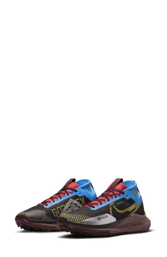 Nike Women's Pegasus Trail 4 Gore-tex Waterproof Trail Running Shoes In Black/ Blue/ Red/ Vivid Sulfur