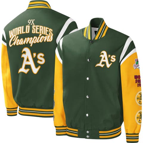Sports Letterman Jacket in Dark Green and Athletic Gold