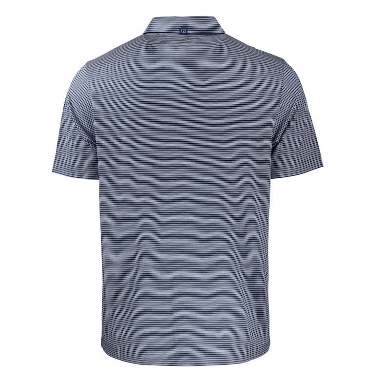 Shop Cutter & Buck Navy/white Denver Broncos  Forge Eco Double Stripe Stretch Recycled Polo